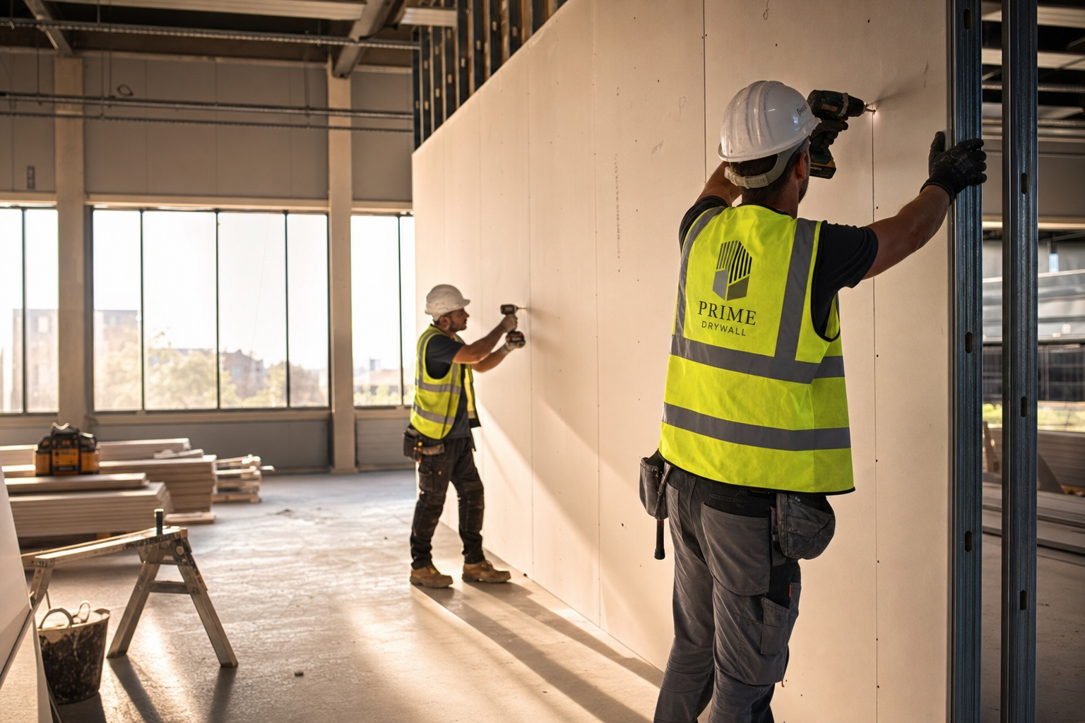 Professional dry lining contractors at work in Lincolnshire